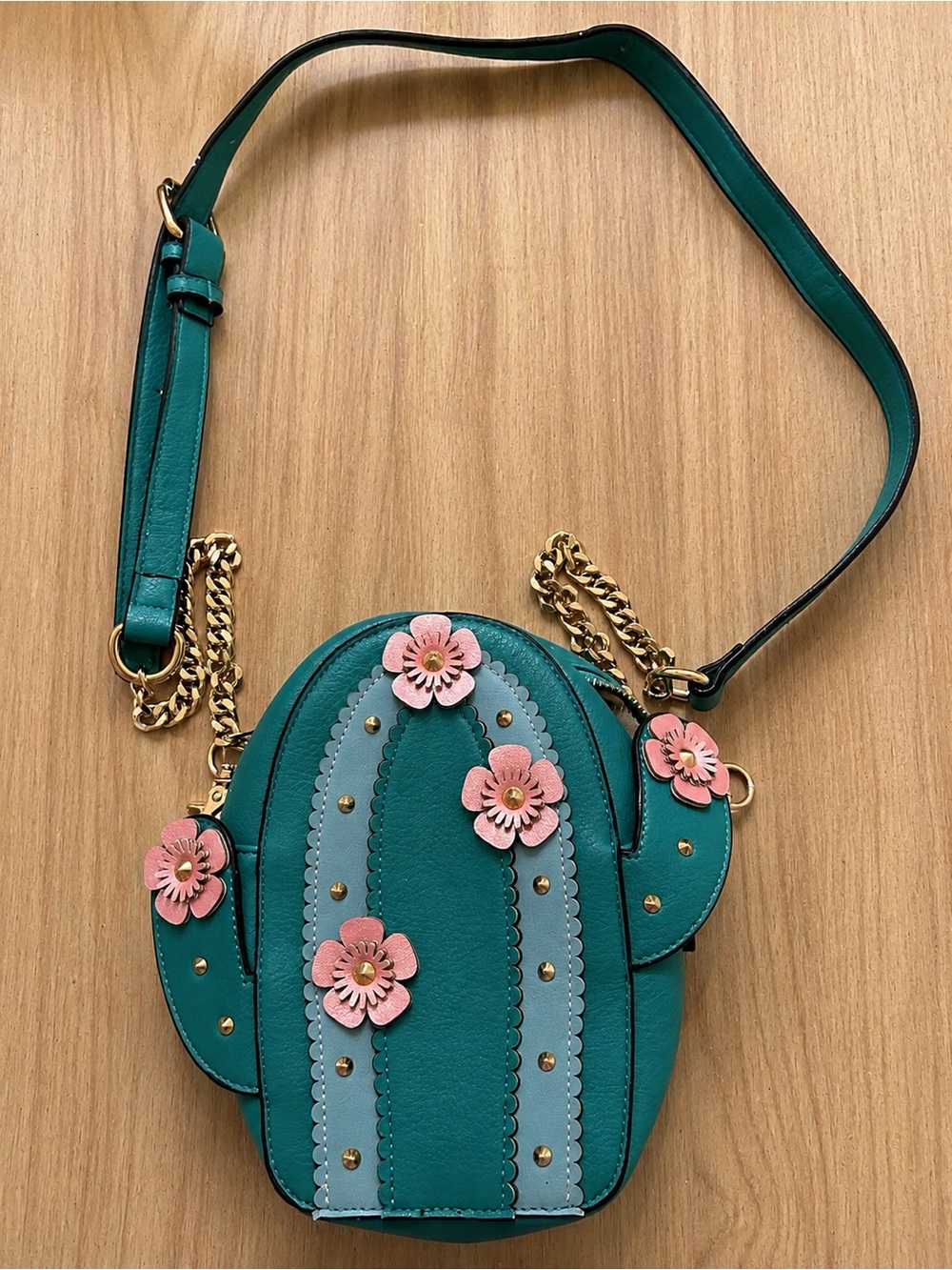 Poppy & Peonies Green Pink Cactus Crossbody Bag - Rare